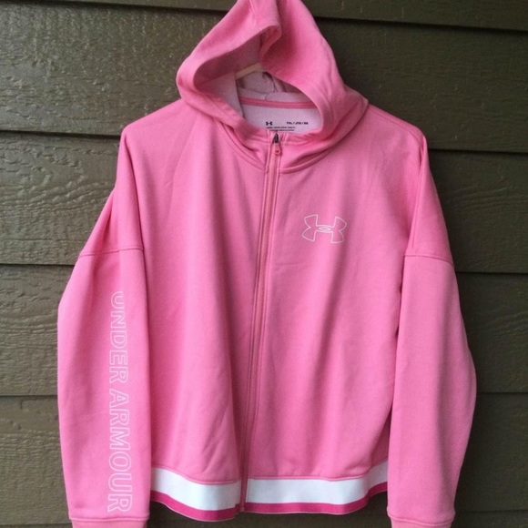 Under Armour Girls' Tech Terry Full Zip Hoodie, size YXL - Picture 2 of 8